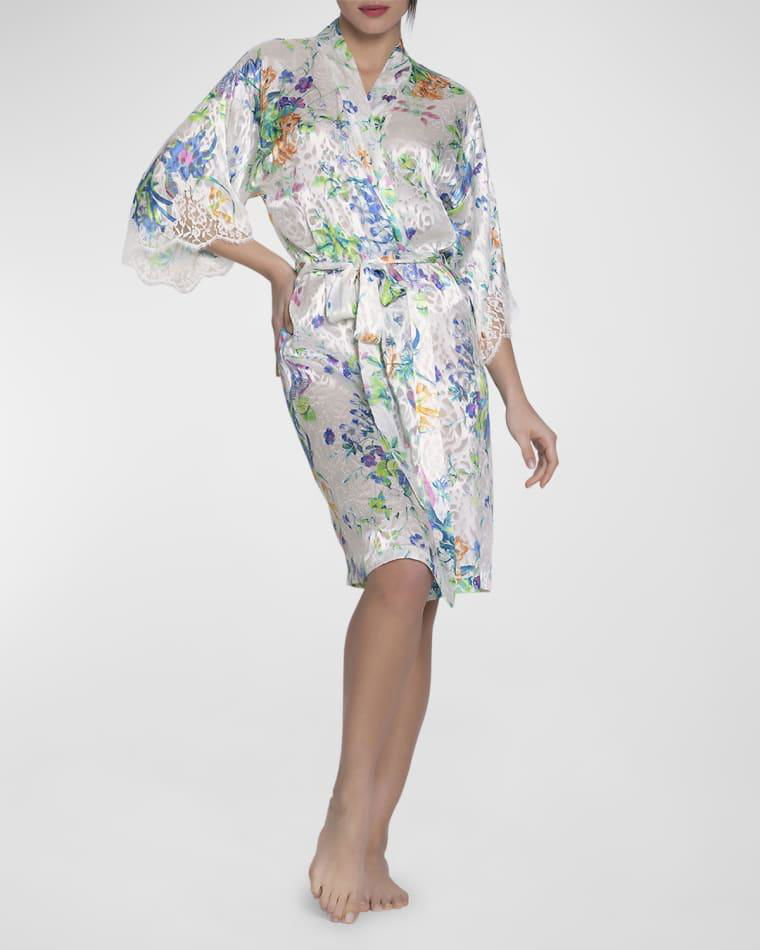 Baisers Legers Floral-Print Lace-Trim Robe by LISE CHARMEL