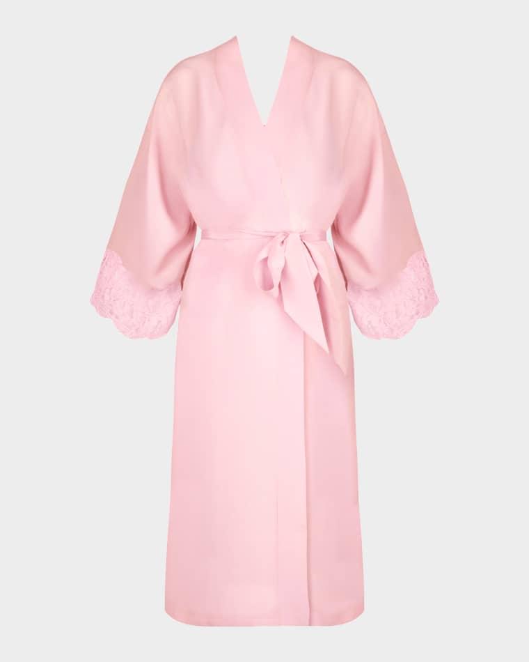 Lace-Trim Silk Crepe Robe by LISE CHARMEL