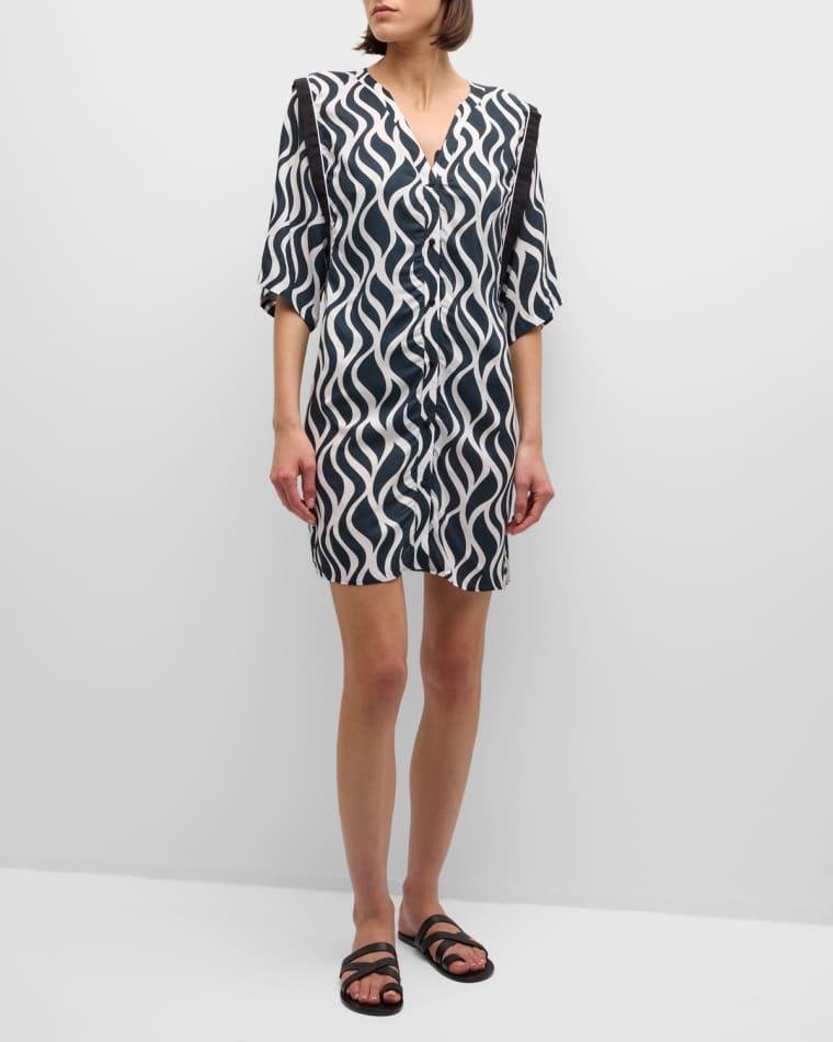 Two-Tone Wave Beach Shirt Coverup by LISE CHARMEL