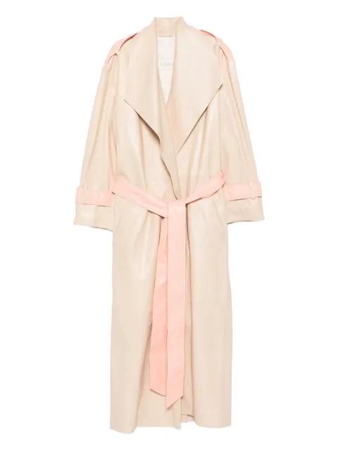 belted leather trench coat by LISKA
