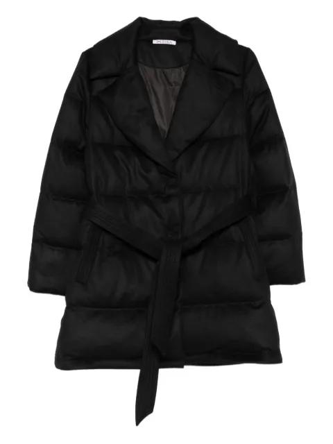 belted quilted coat by LISKA