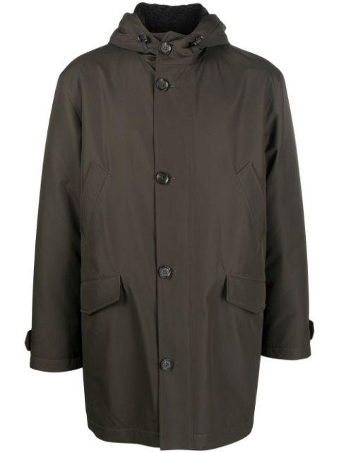 button-front hoodied coat by LISKA