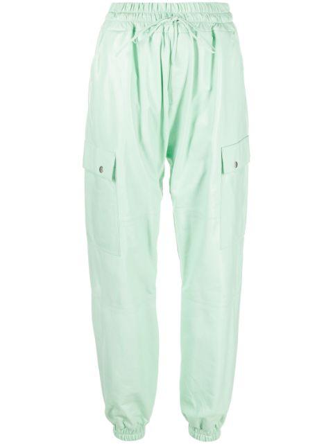 drawstring leather track pants by LISKA