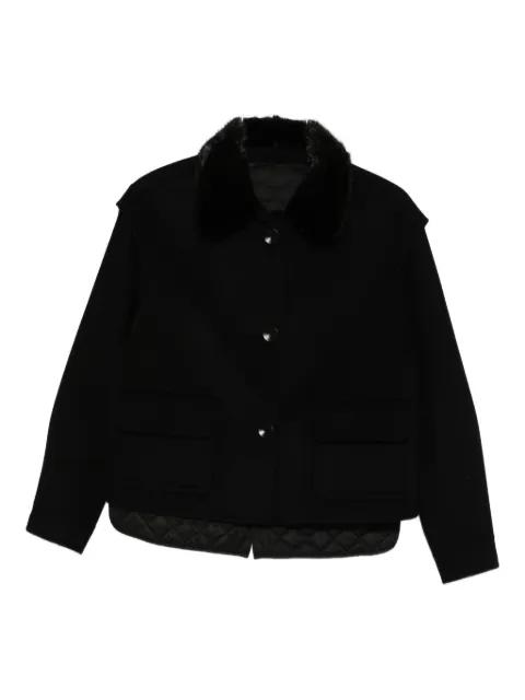 fur-collar quilted-detail jacket by LISKA