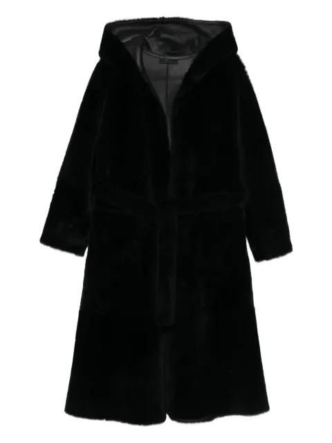 hoodied belted coat by LISKA