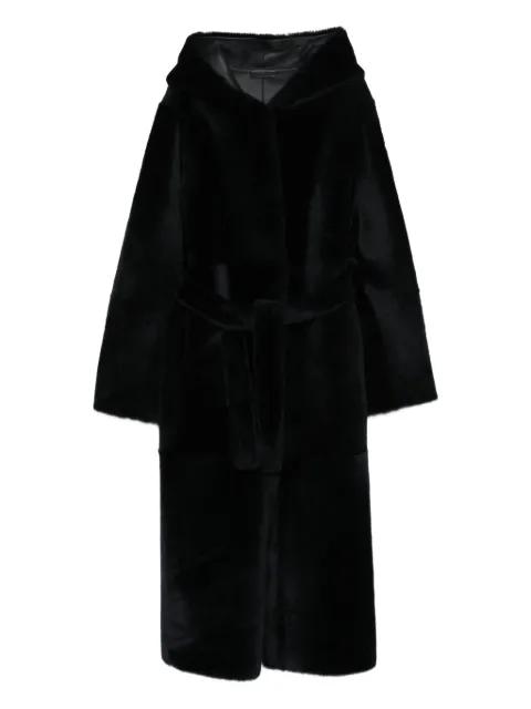 hoodied belted coat by LISKA