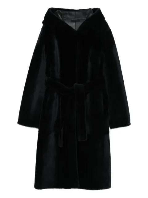 hoodied belted coat by LISKA