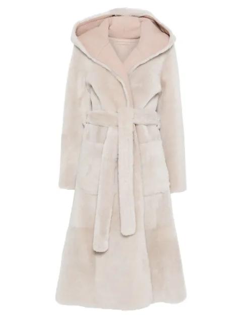 hoodied belted coat by LISKA