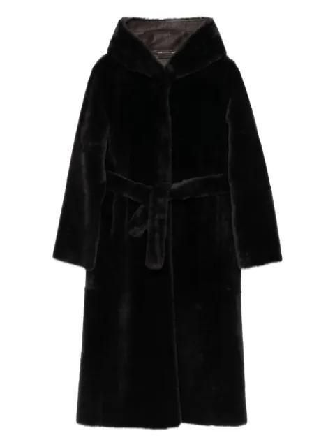 hoodied belted coat by LISKA