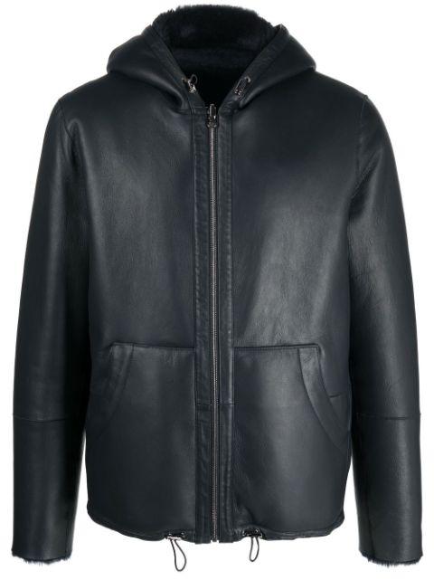 leather reversible bomber jacket by LISKA