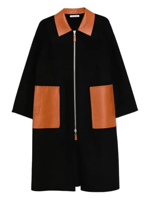 leather-trim coat by LISKA
