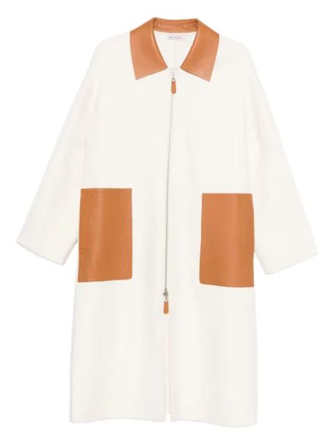 leather-trim coat by LISKA