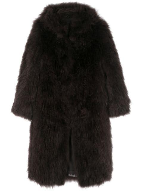 press-stud shearling coat by LISKA