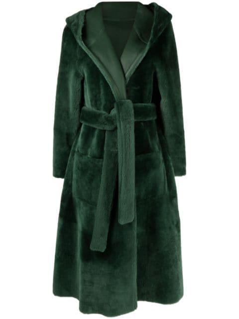 reversible hoodied sheepskin coat by LISKA