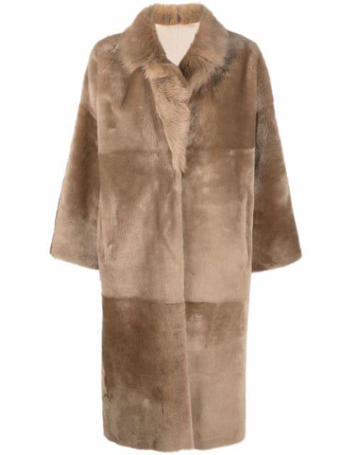 reversible single-breasted shearling coat by LISKA