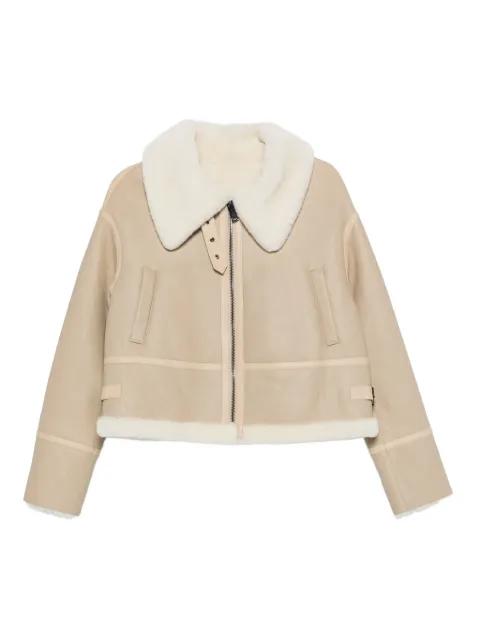 shearling belted jacket by LISKA