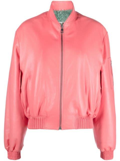 shearling-lined leather bomber jacket by LISKA