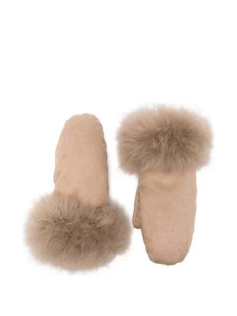 textured-trim mittens by LISKA
