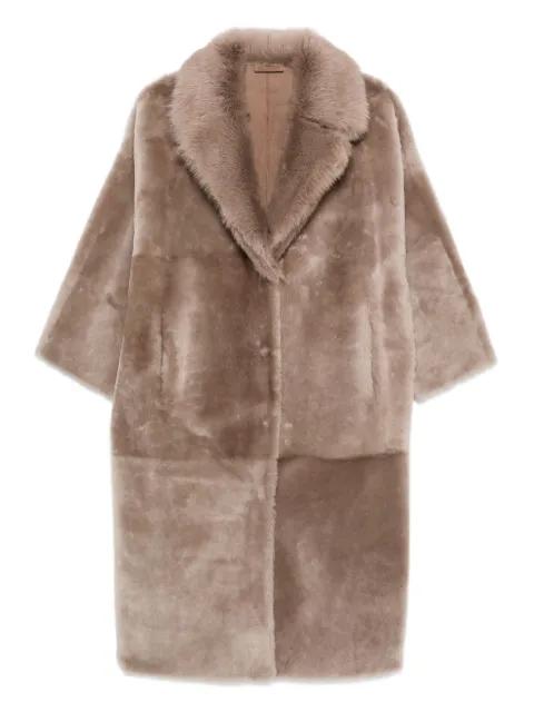 wide-lapel sheepskin coat by LISKA