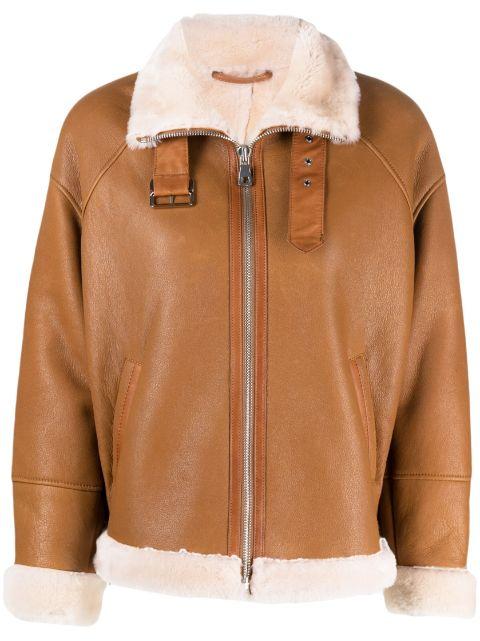 zip-front shearling jacket by LISKA