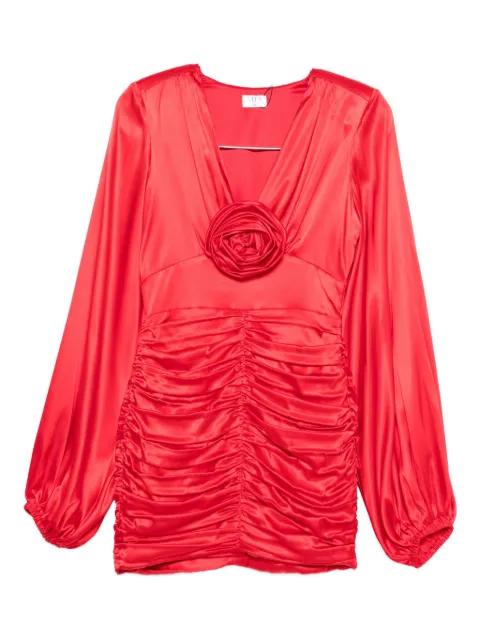 Rue V-neck rose-detail mini dress by LITA COUTURE