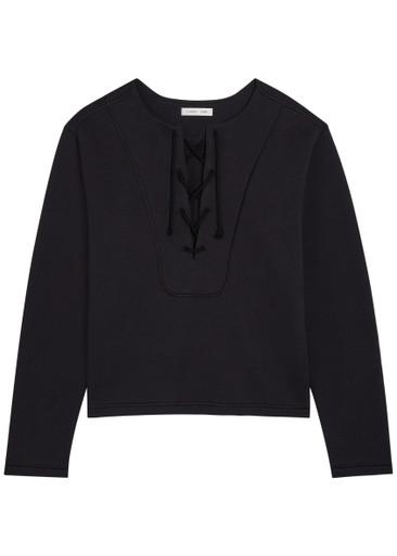 Daphne lace-up cotton sweatshirt by LITERARY SPORT