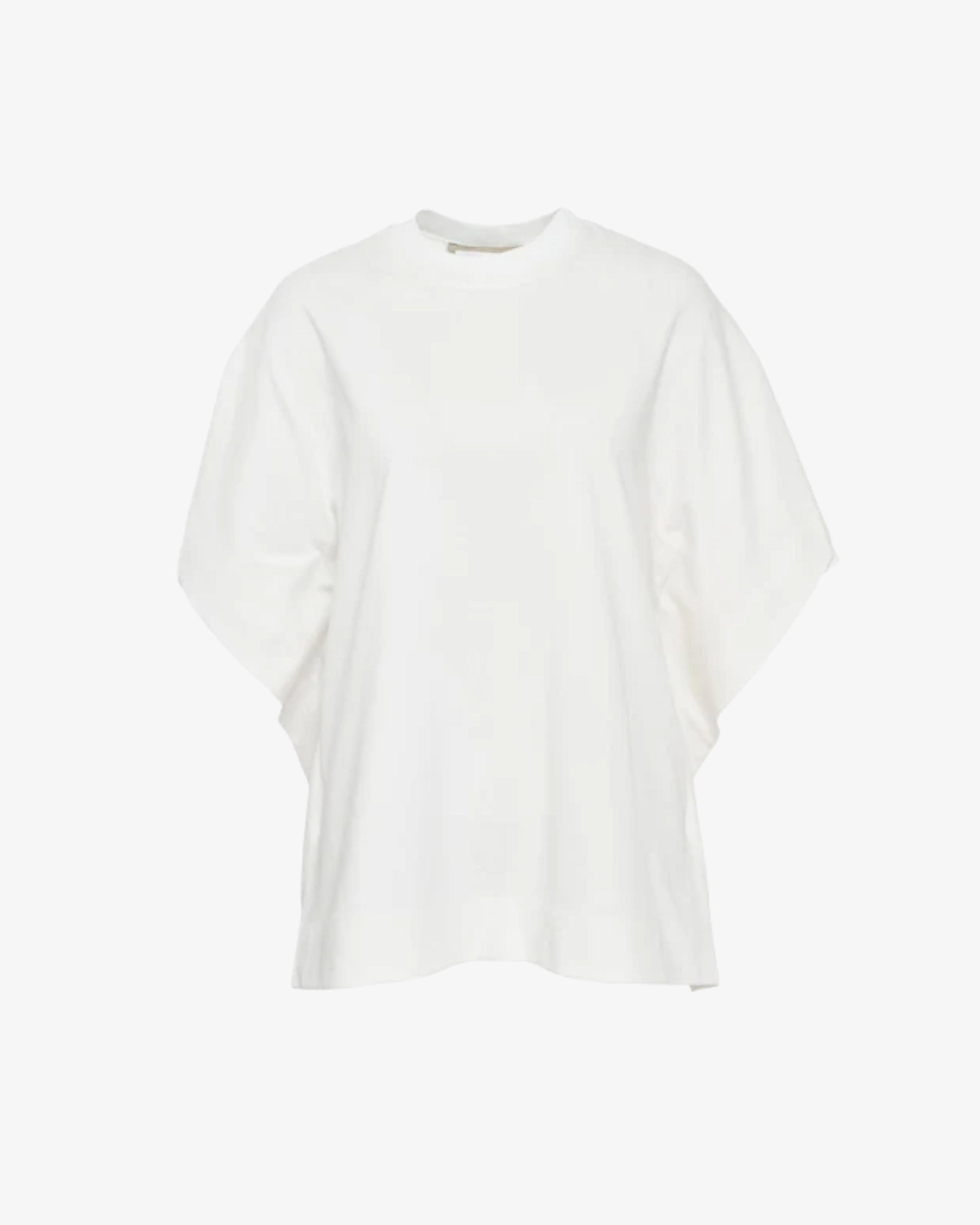 LITKOVSKA - Women's Capelet Overlay Cotton T-Shirt - (White) by LITKOVSKA