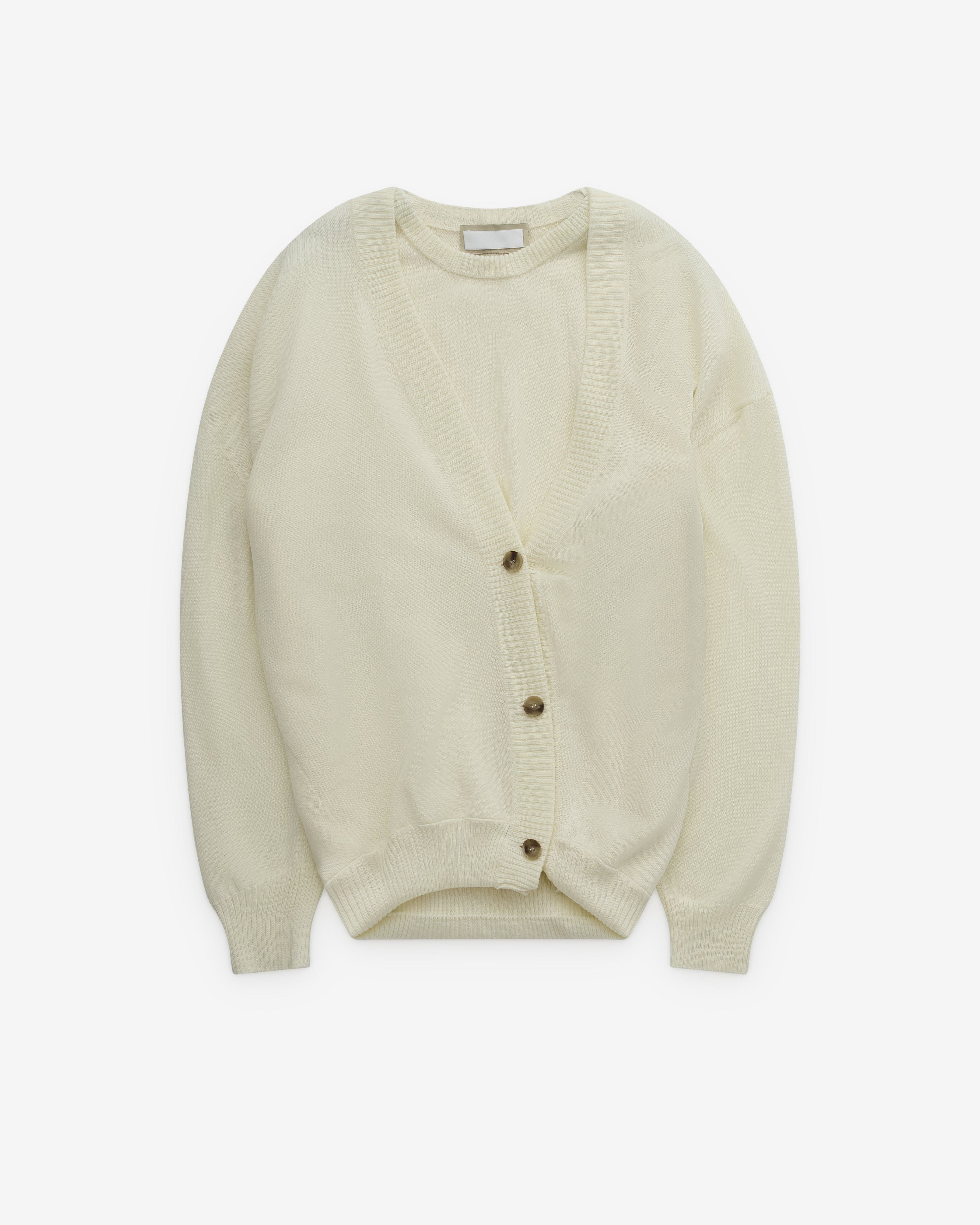 Litkovska - Women’s Layered Knit Cardigan - (White) by LITKOVSKA