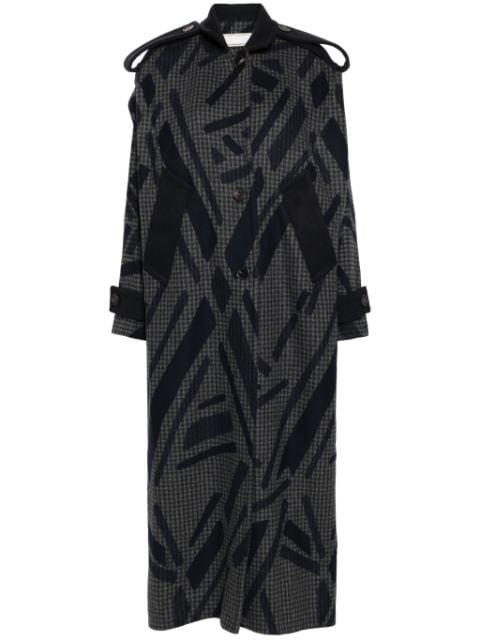 geometric-print wool trench coat by LITKOVSKA
