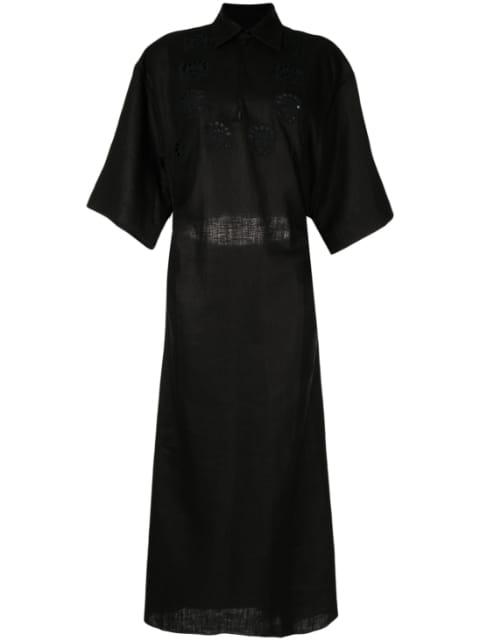 guipure-detailing linen dress by LITKOVSKA