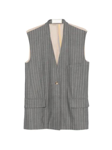 pinstriped sheer-panel gilet by LITKOVSKA