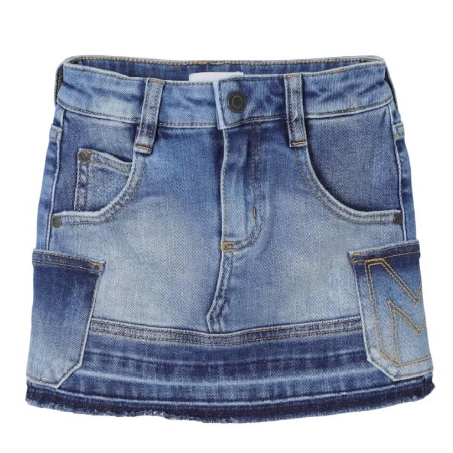 Little Marc Jacobs Girls Denim Blue Patchwork Skirt by LITTLE MARC JACOBS