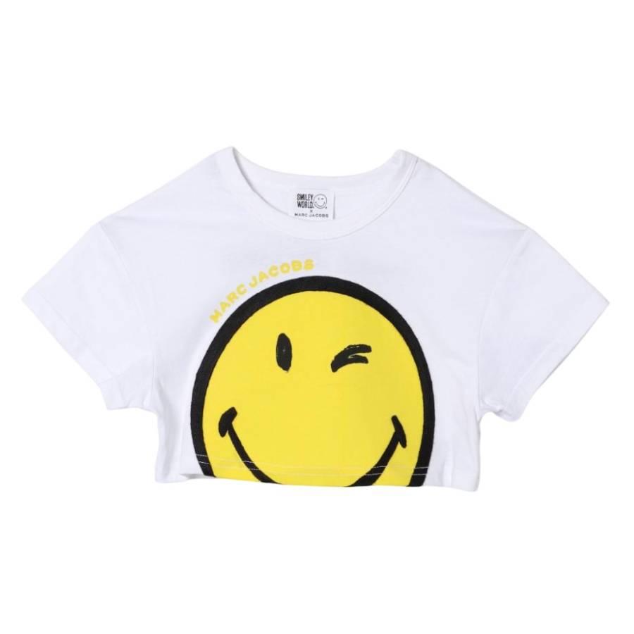 Little Marc Jacobs Girls SmileyWorld Logo Cropped T-Shirt by LITTLE MARC JACOBS