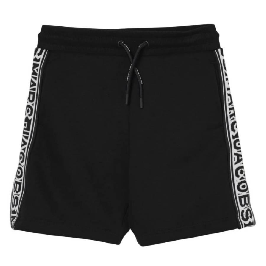 Little Marc Jacobs Kids Black Logo Organic Cotton Shorts by LITTLE MARC JACOBS