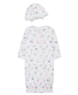 Baby Girls' Floral Sleeper Gown and Hat, 2-Piece Set by LITTLE ME