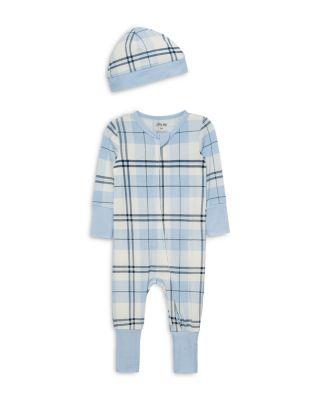 Boys' Blue Plaid Coverall and Hat - Baby by LITTLE ME