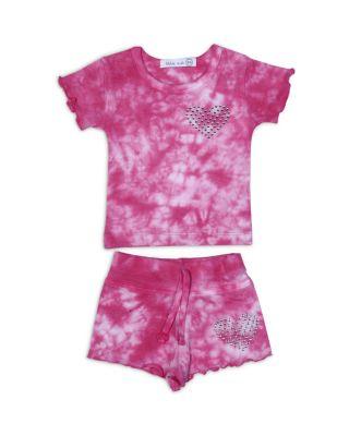 Girls' Tie Dyed Heart Tee & Shorts Set - Baby by LITTLE MISH