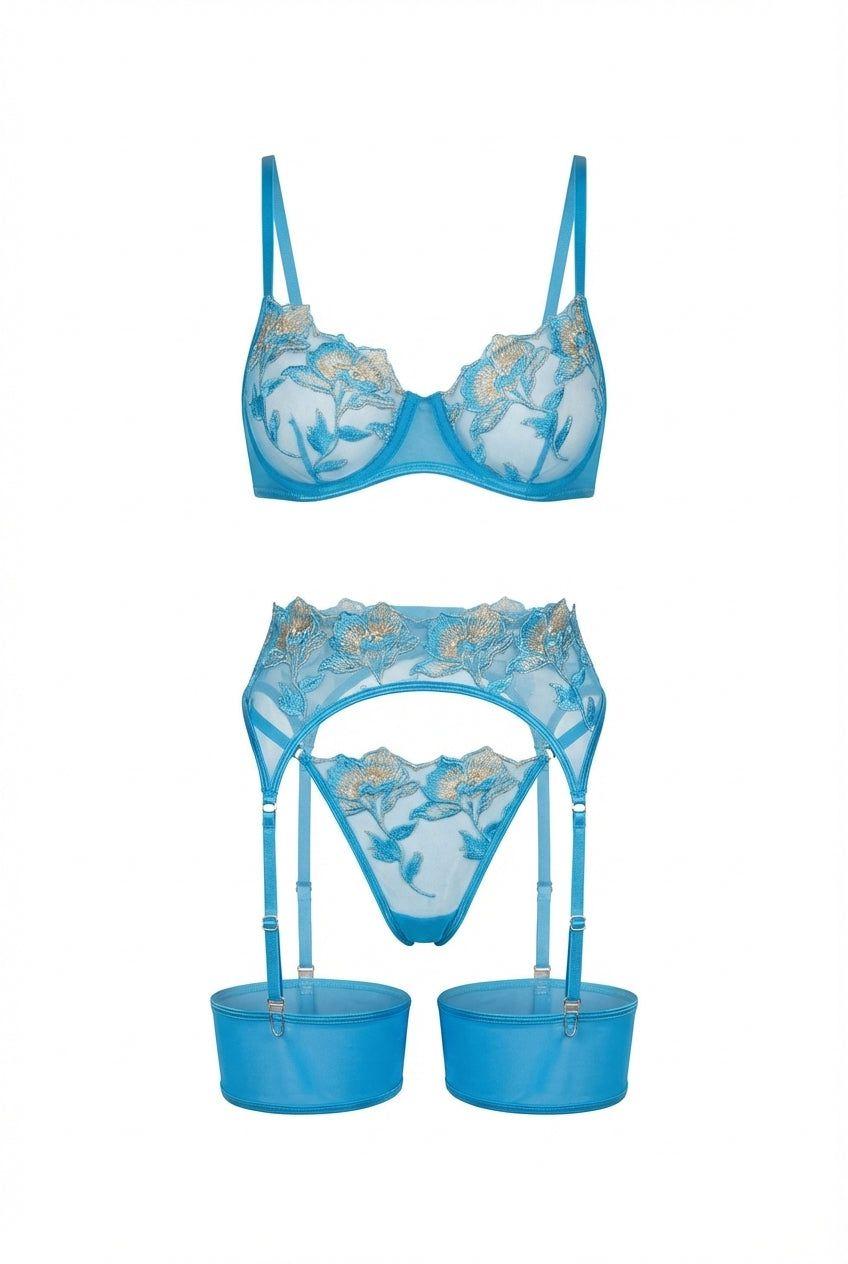 Arabella Sheer Embroidered Lingerie Set by LITTLE NOOKS