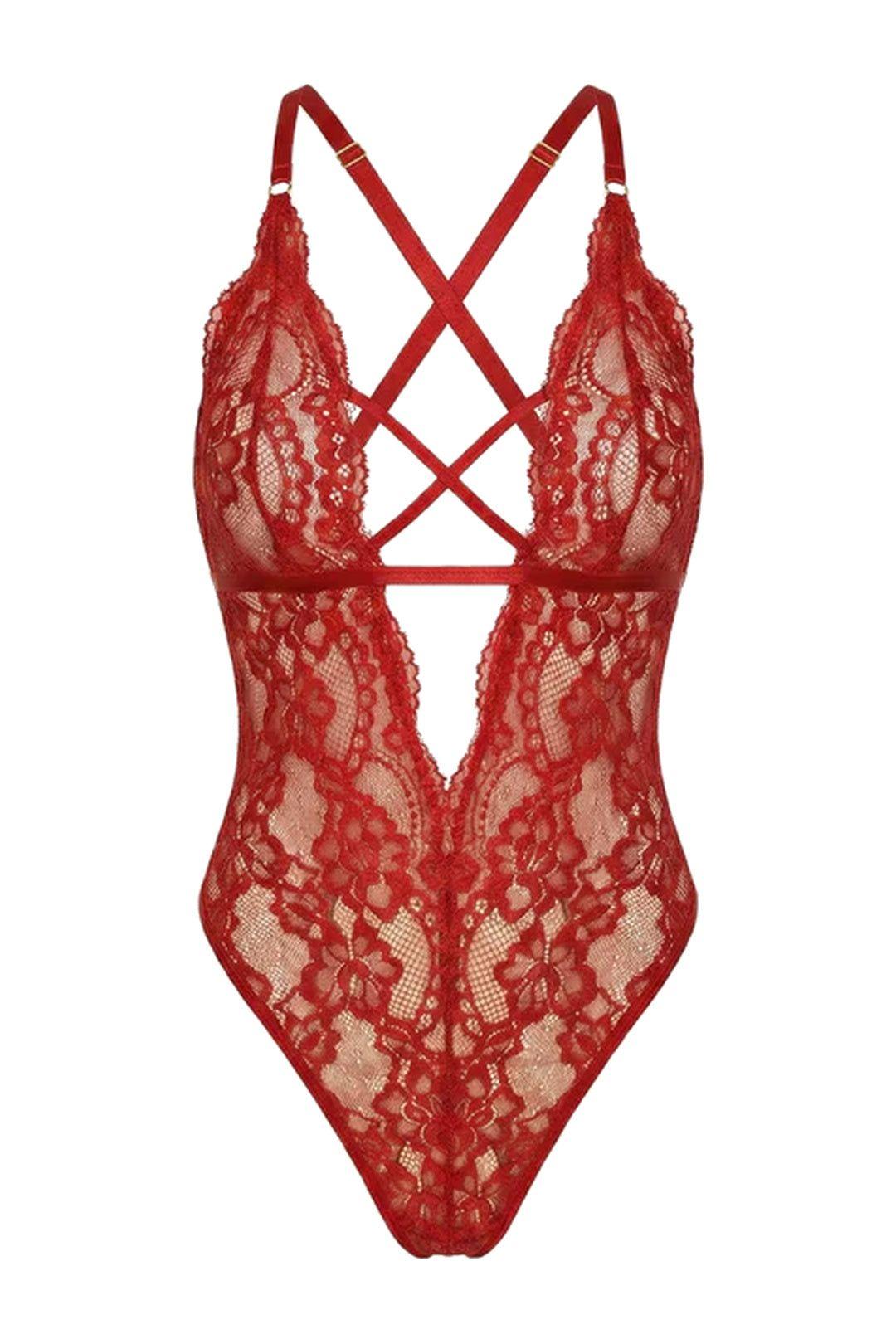 Ruby Lace Cut-Out Bodysuit by LITTLE NOOKS