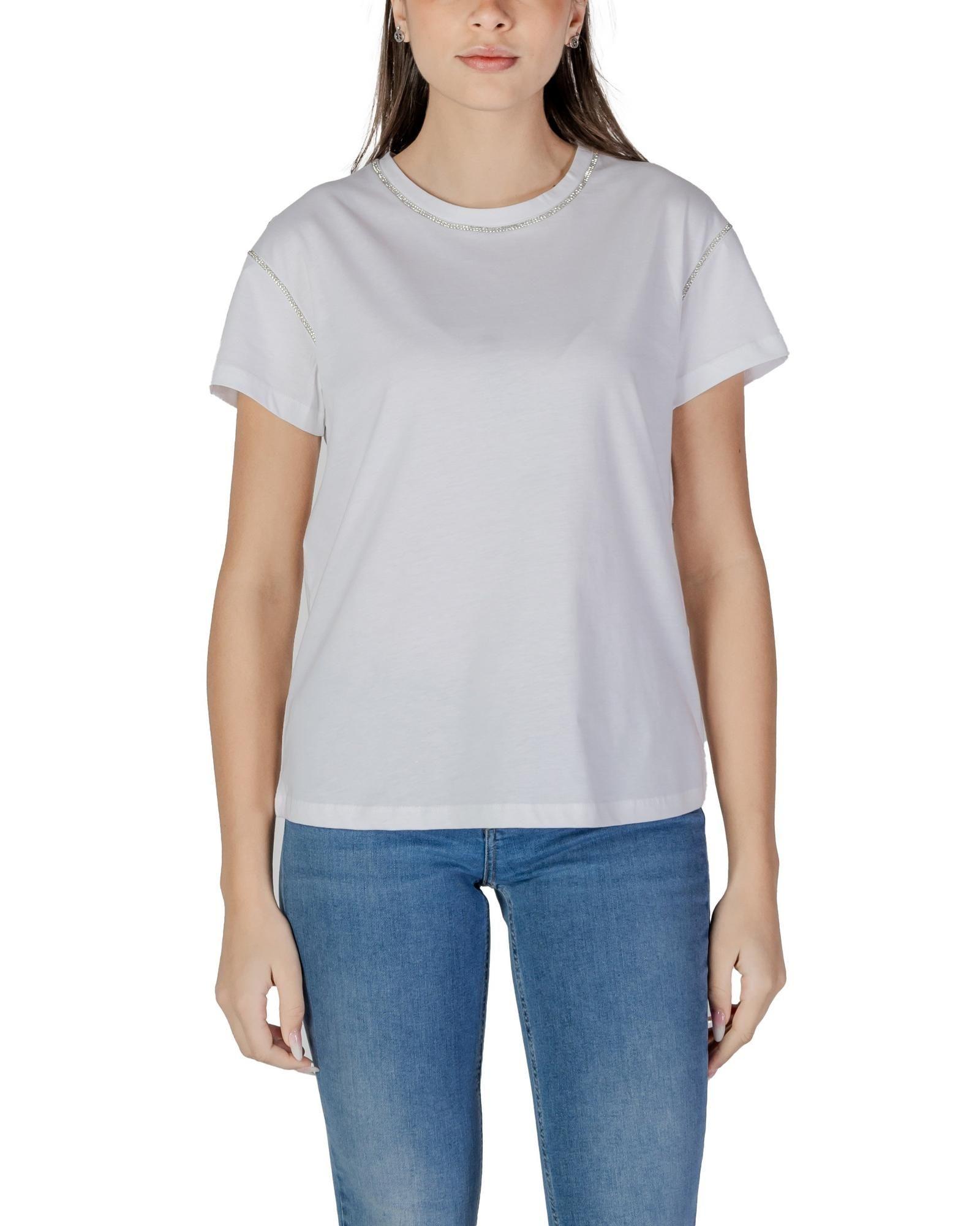 Crystal TShirt Short Sleeve Crew Neck Wo - White Shirts by LIU JO
