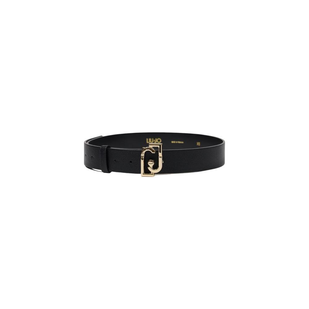 Leather Belt with Logo Buckle Wo - Black by LIU JO