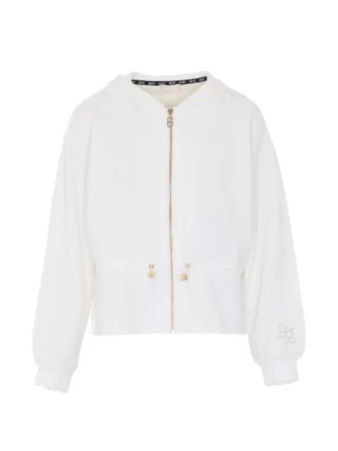 Scuba zip strass logo hoodied jacket by LIU JO