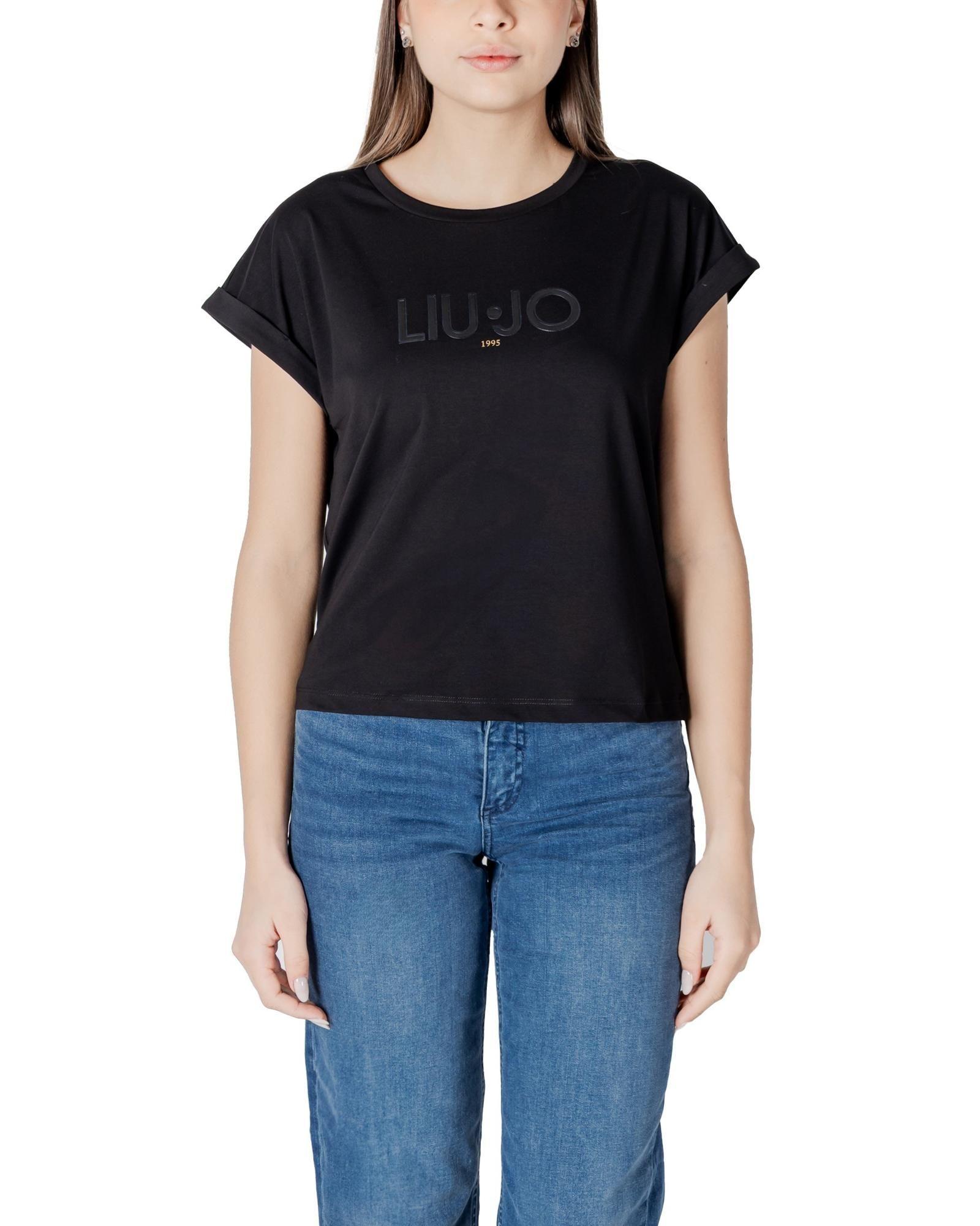 Short Sleeve Crew Neck Top Women - Black Shirts by LIU JO