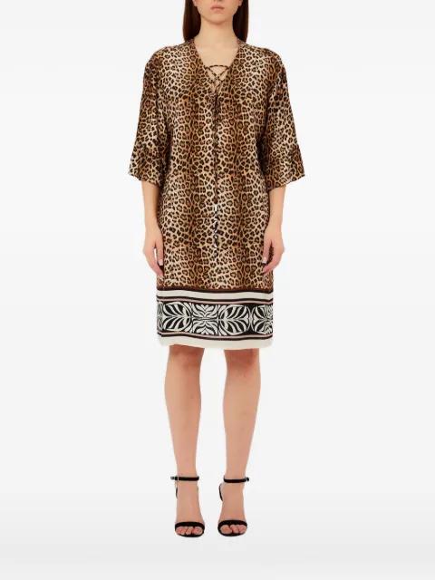 animal-print lace-up mini dress by LIU JO