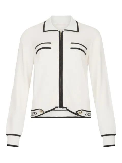 collared zip-front cardigan by LIU JO