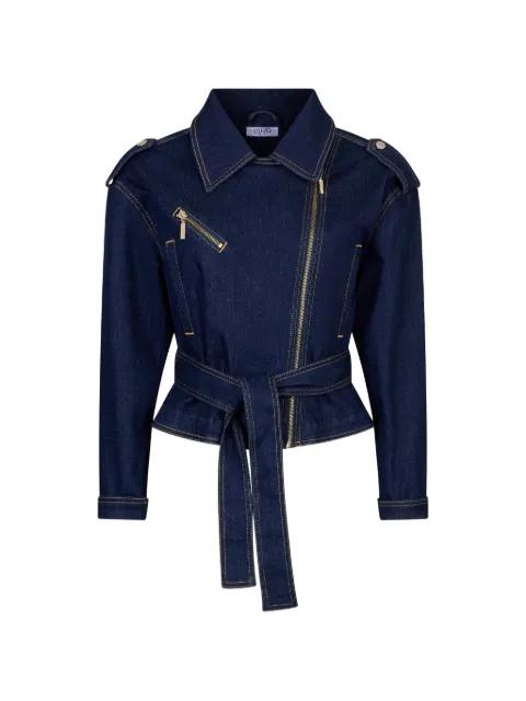 denim jacket with belt by LIU JO