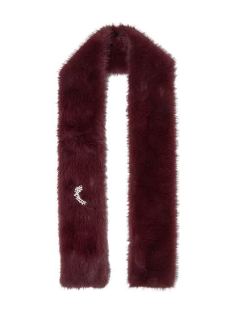 faux fur jewelled brooch stole by LIU JO