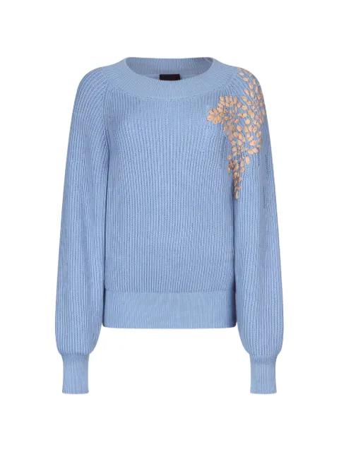 faux-raffia embroidery sweater by LIU JO