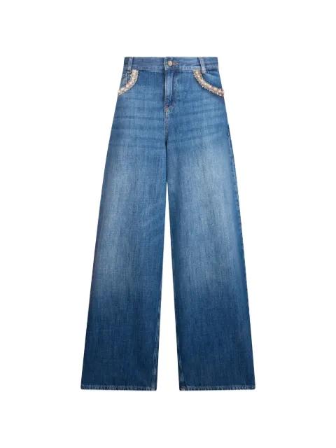 flared jeans with bejewelled appliqués by LIU JO