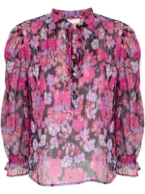 floral-print tie-neck blouse by LIU JO